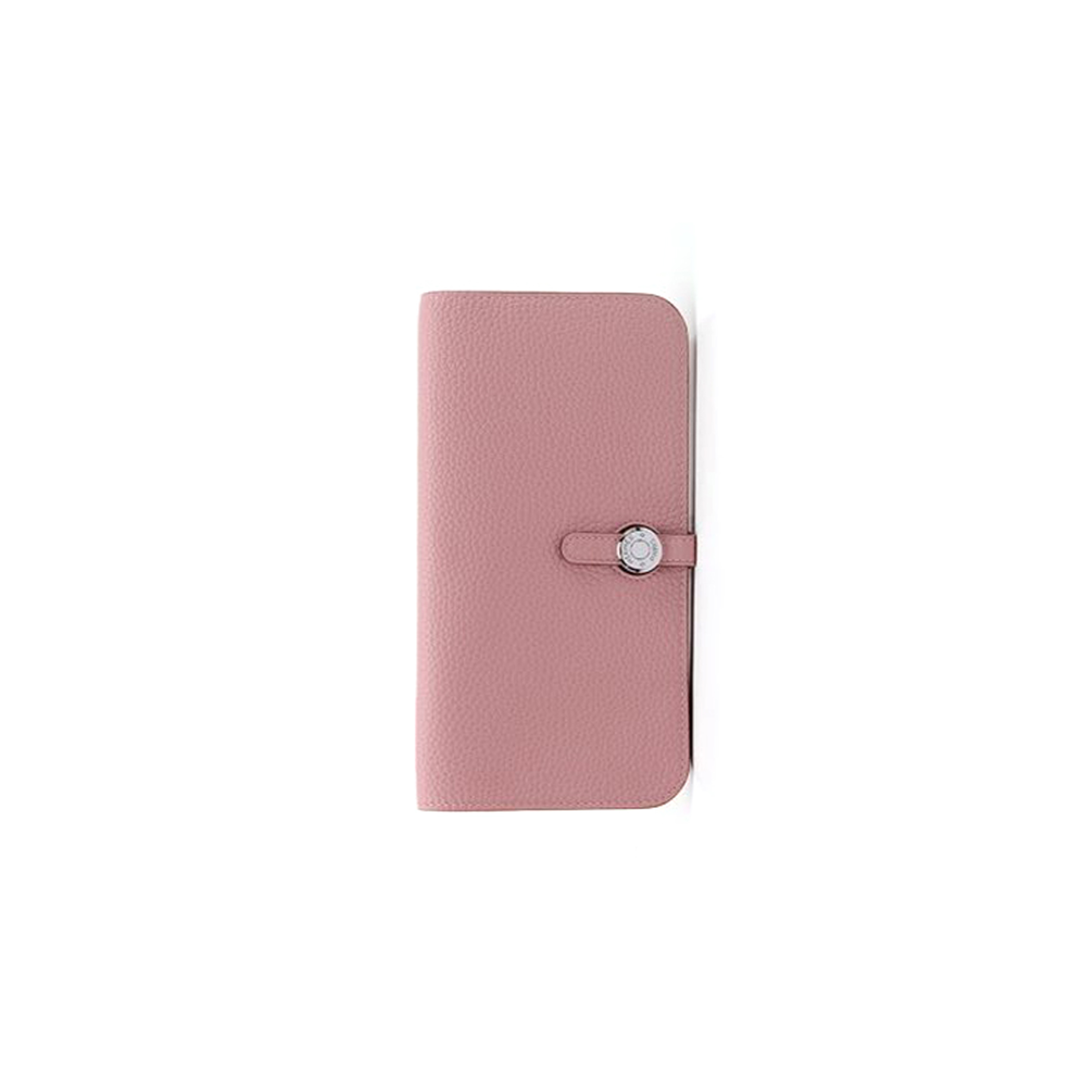 H**mes dogon long wallet rose clemence with silver hardware (20*12cm)